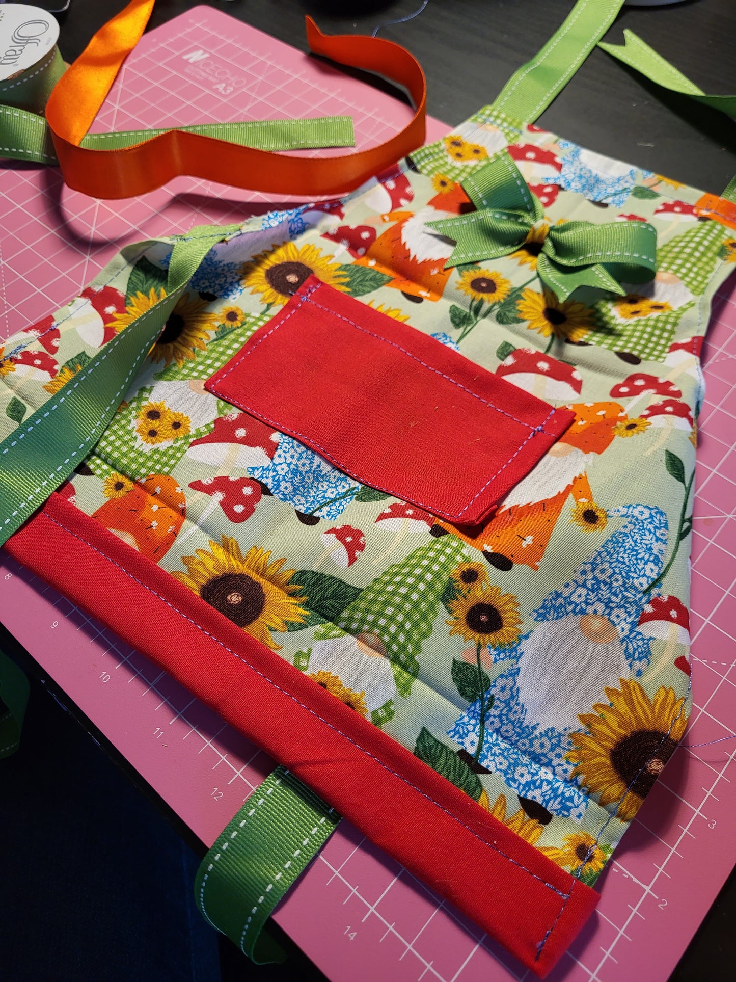 Gnome and Sunflower Baby Apron - 12 Months