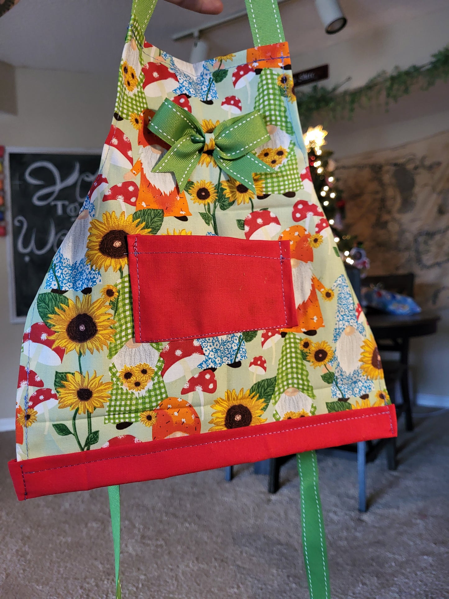 Gnome and Sunflower Baby Apron - 12 Months